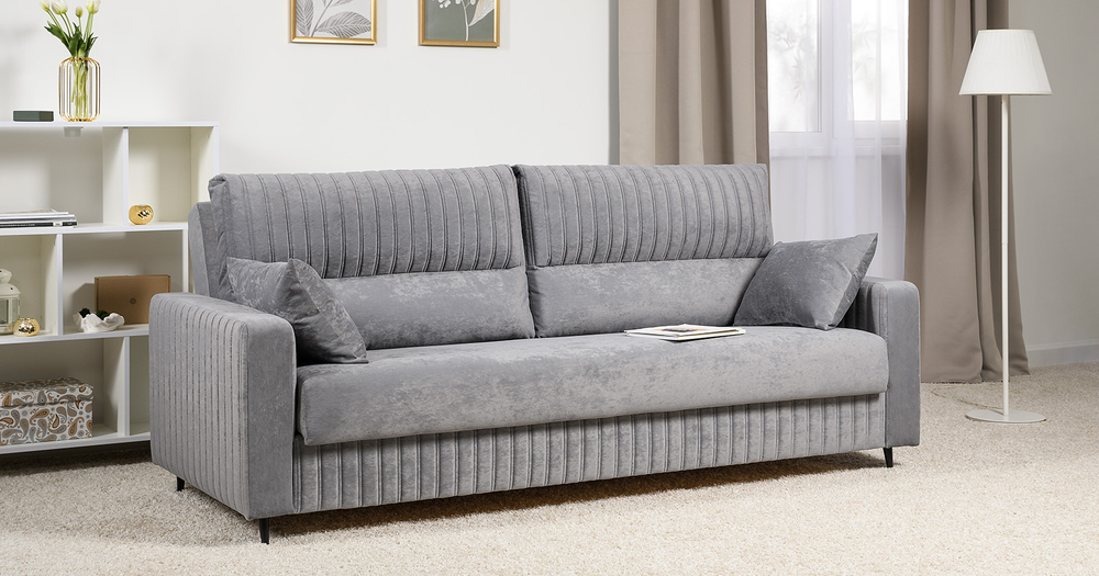 Изабель диван-кровать (велюр серый)