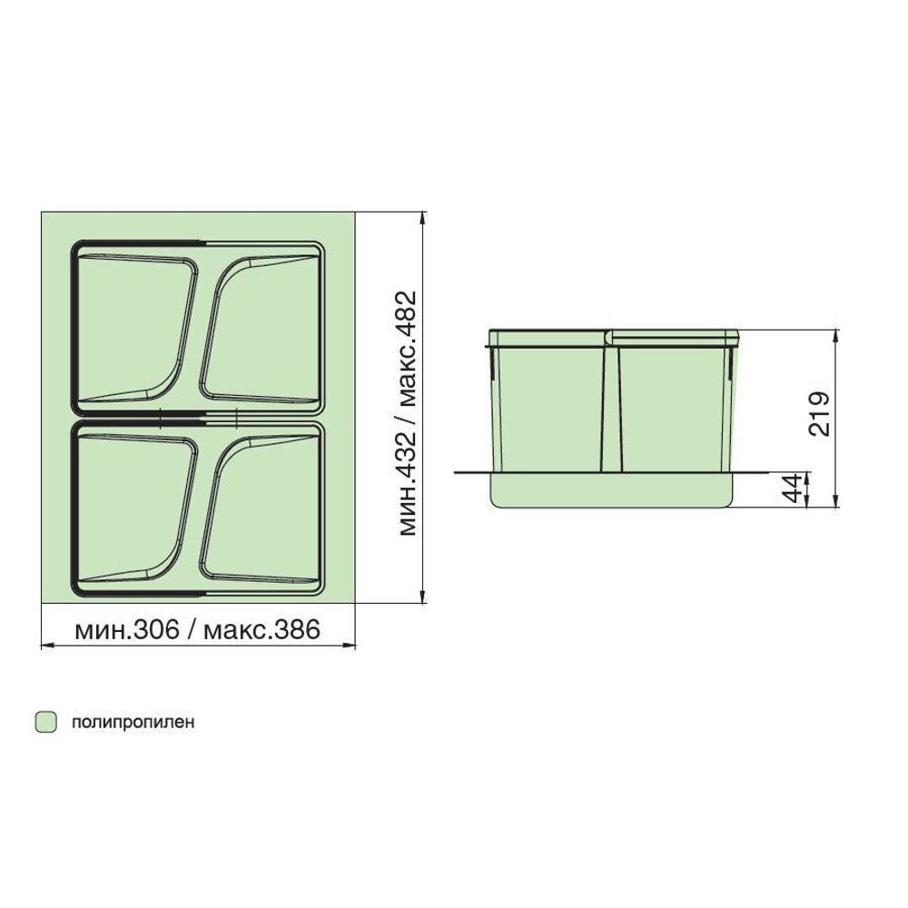 Система хранения в базу 450, H.216мм (ведра: 2х12л), цвет темно-серый