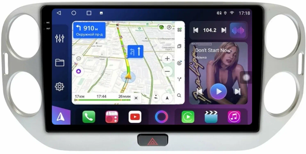 Магнитола для Volkswagen Tiguan 1 2007-2016, Golf Plus (рамка серебро, любая кнопка) - FarCar BM10-8008S10 монитор 10.36" QLED на Android 14, TS10, 4+32Гб, CarPlay, 4G SIM-слот