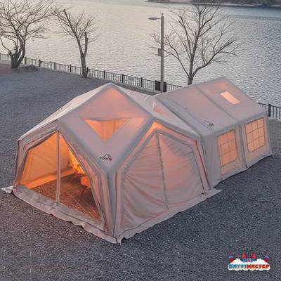 Пневмокаркасная палатка «Летний Уют» 3,6×3,6×2,5 м — семейная, кемпинговая из ПВХ