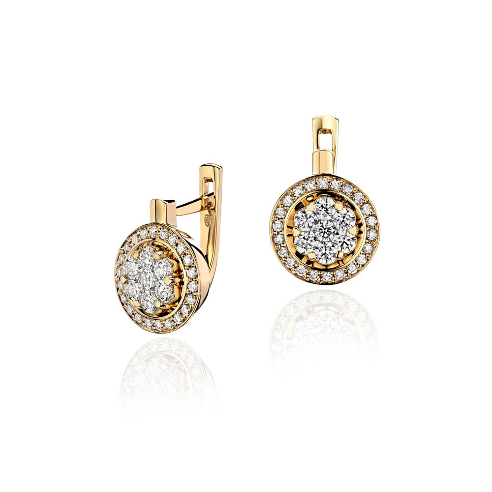 Серьги с бриллиантом  из желтого золота JA-S-С643019Z