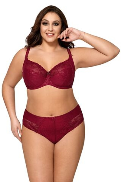 Бюстгальтер plus size с мягкими чашками с цветочным орнаментом (Размер: 85H) (Цвет: бордовый)