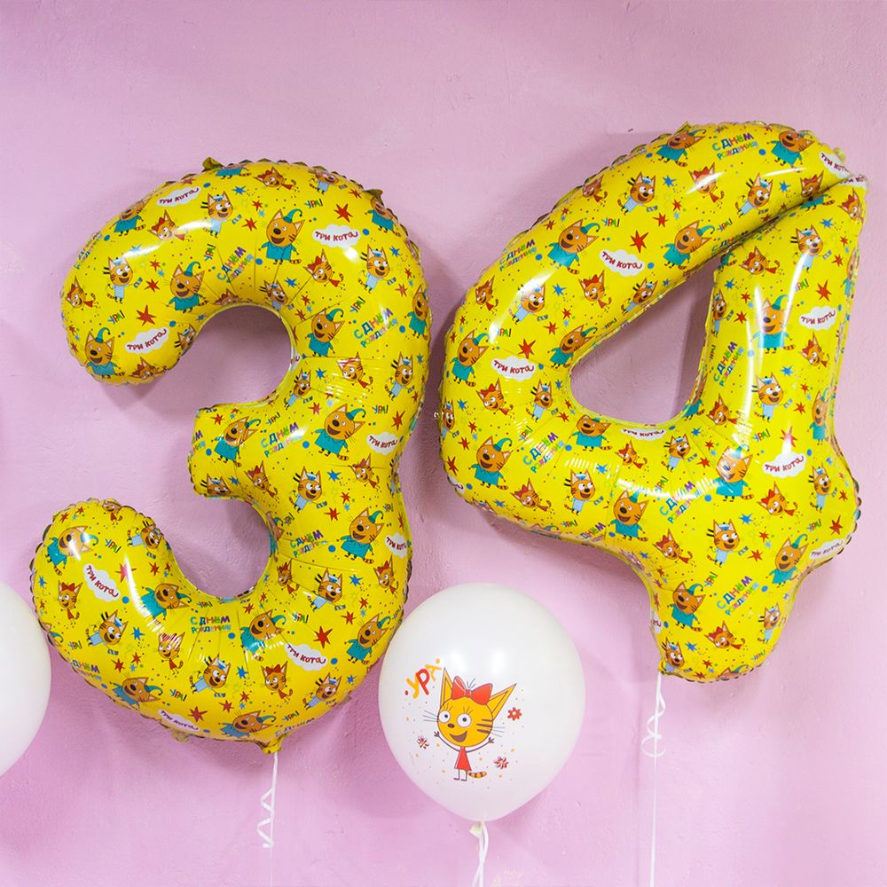 Шар (12"/30 см) Три Кота, Белый (200), пастель, 1 ст 25 шт.