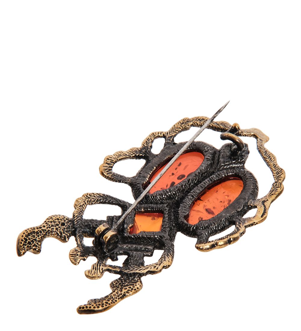 AM- 901 Брошь «Жук Голиаф» (латунь, янтарь)