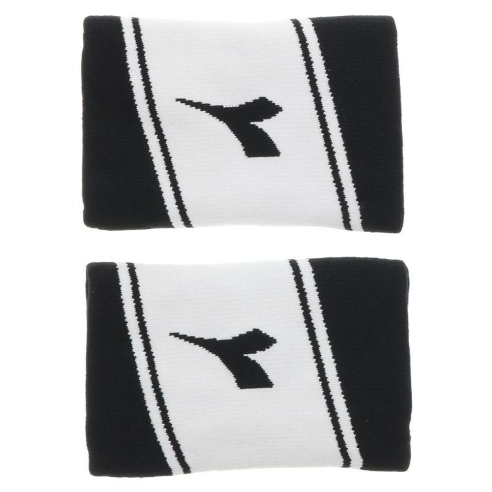 Напульсник теннисный Diadora Wristbands Wide Logo - black/optical white