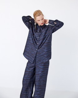 Рубашка из шелка Стелла Маккартни черный/синий