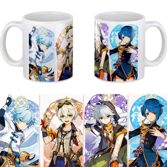 Кружка керамическая Геншин, Genshin, 4 героя, 330 мл