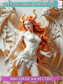 Объемные 3D фотообои рыжая девушка и огонь