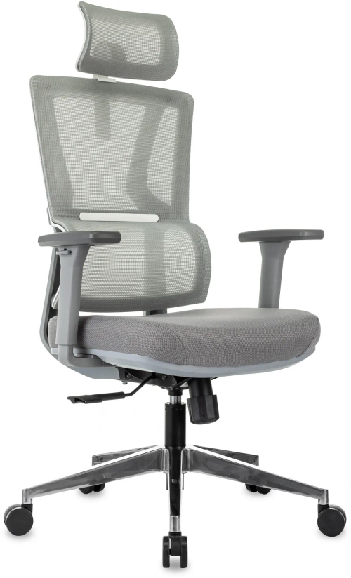 Кресло руководителя Бюрократ MC-G715N-H серый сетка/ткань с подголов. крестов. алюминий пластик серый