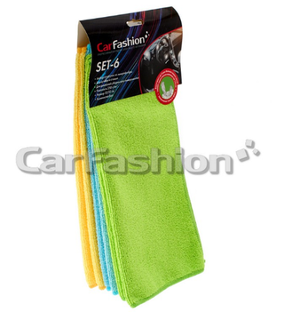 Салфетка микрофибра "CarFashion SET-6" (6шт) 32х33см 90006