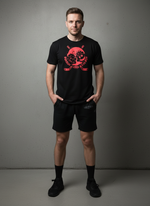 Футболка спортивная хлопковая мужская черная LEGENDA Хоккеисты красные