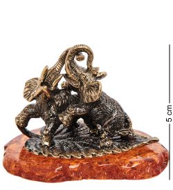 Народные промыслы AM-2192 Фигурка «Слоны» (латунь, янтарь)