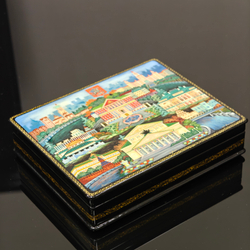 Шкатулка "Достопримечательности Москвы" худ. Костерина (Ручная роспись Палех)