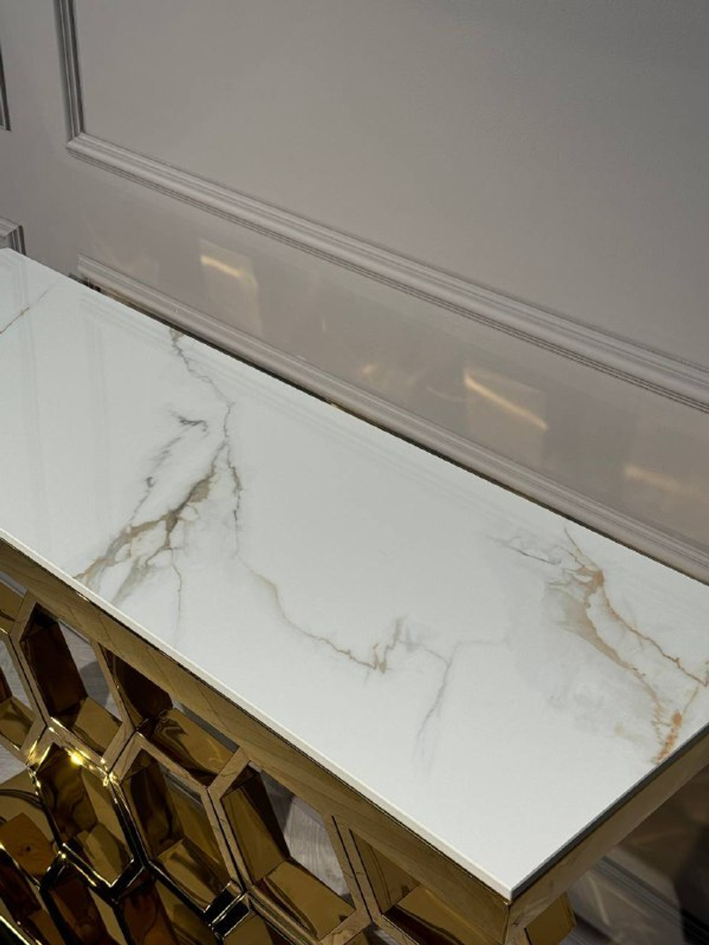 Стол-консоль Ist Casa Фьюжн, 120х40х78 см, жемчужный белый, золотой