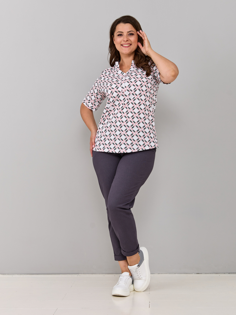 Блузка БЛ-122/орнамент-розовый