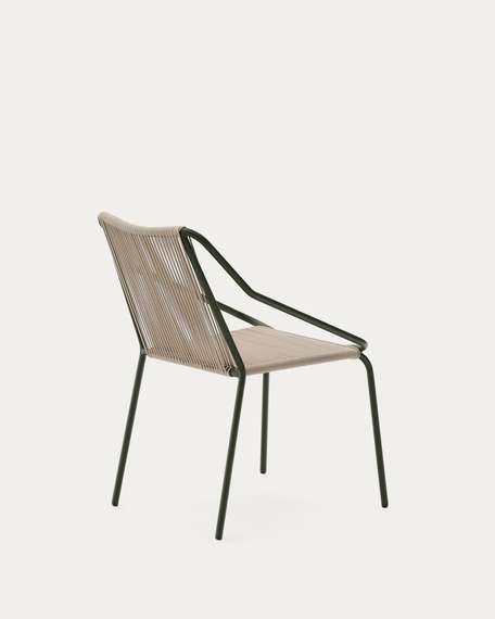 Уличный стул Zivia из веревки цвета экрю и оцинкованной стали зеленого цвета