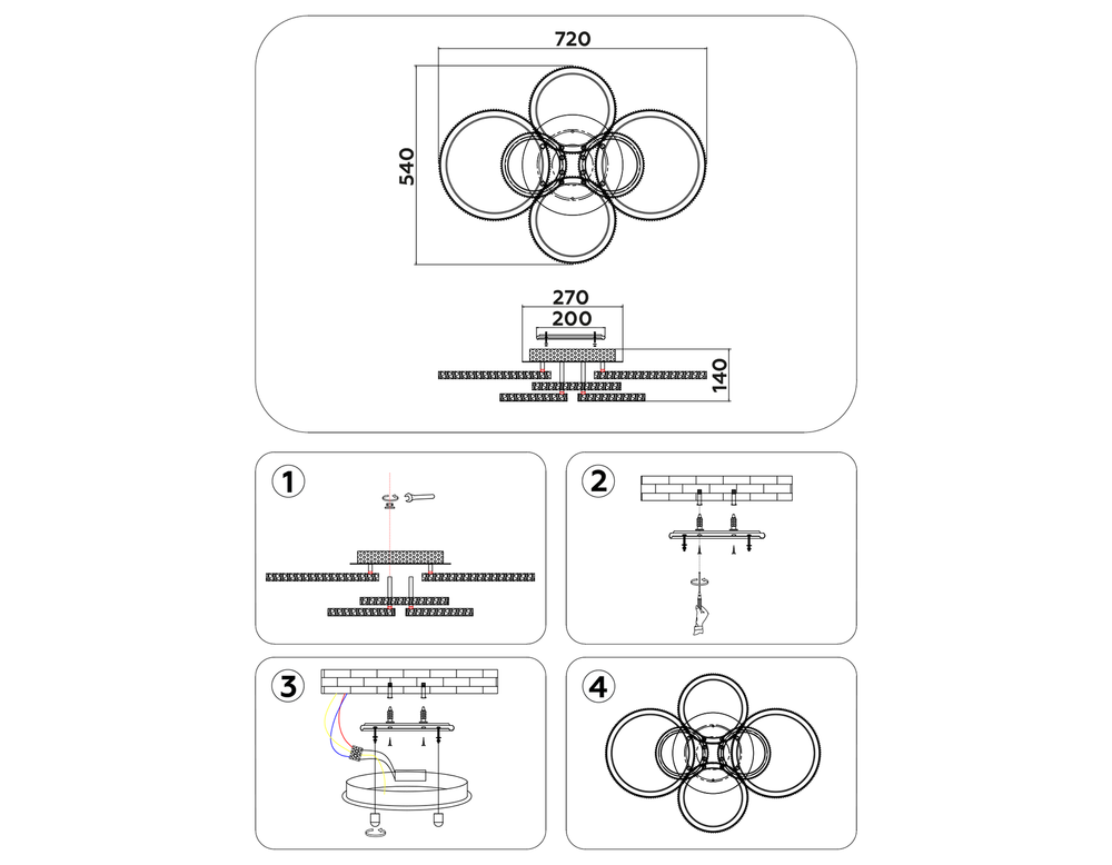 Ambrella Потолочный светодиодный светильник с RGB подсветкой и пультом Original FA9528