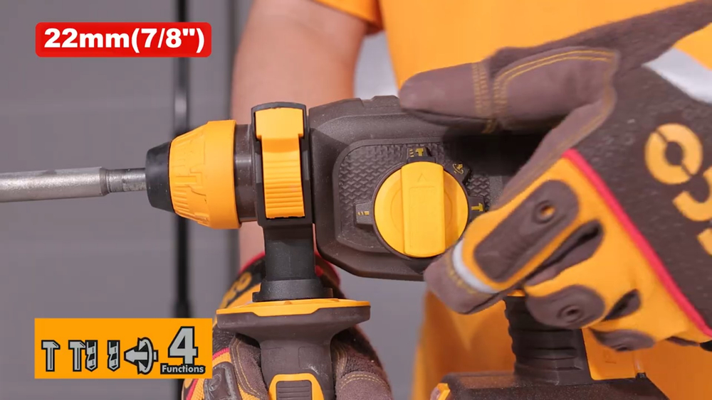 Аккумуляторный бесщеточный перфоратор SDS-Plus INGCO CRHLI212282 INDUSTRIAL 20 В 2 Дж 2x4 Ач