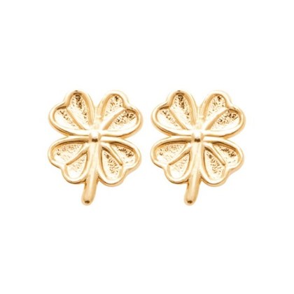 пусеты листок клевера в позолоте