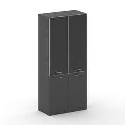 Fresco Шкаф широкий высокий FRU.ST-101 black Базальт UM/Лакобель Черный/Хром 896*460*2000