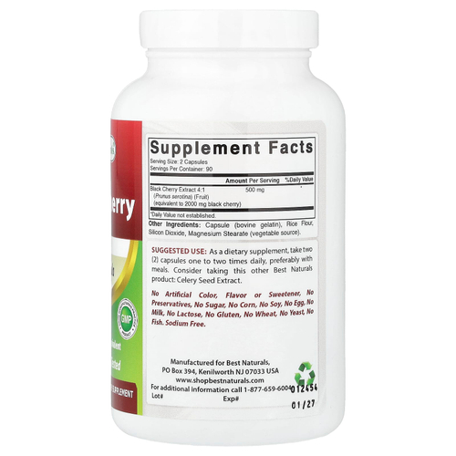 Best Naturals, черёмуха поздняя, 1000 мг, 180 капсул