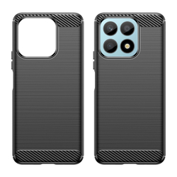 Чехол черного цвета с дизайном в стиле карбон на смартфон Honor X8A, серия Carbon от Caseport