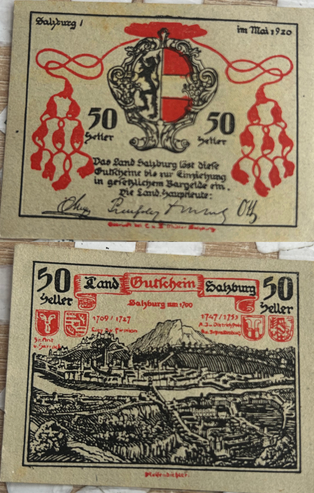 Австрия 50 геллеров 1920 Зальцбург aUNC