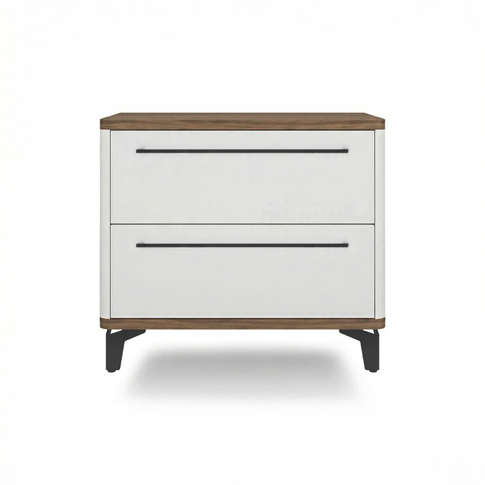 Тумба прикроватная на ножках с ящиками ROYAL 5203 эко (Дуб Веллингтон-Черный-р.черная)