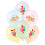 Шар латексный 35см С ДР! Мороженое полноцв (Ассорти)