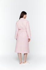 Вафельный халат с кантом земляничный