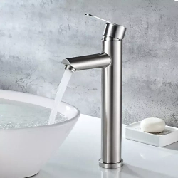 Смеситель для умывальника высокий с гайкой (нерж) (1/10) L71103