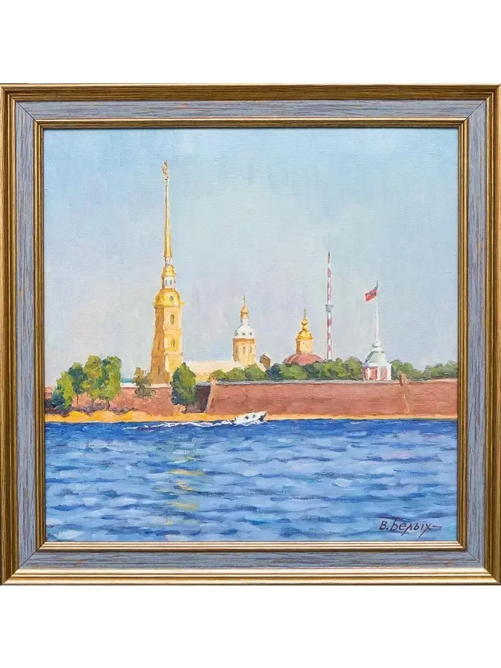 Картина маслом Солнечный день на Неве Белых