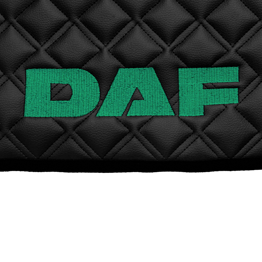 Ковры Daf XF-105 с 2006 года (механика) (экокожа, черный, черный кант, зеленая вышивка)