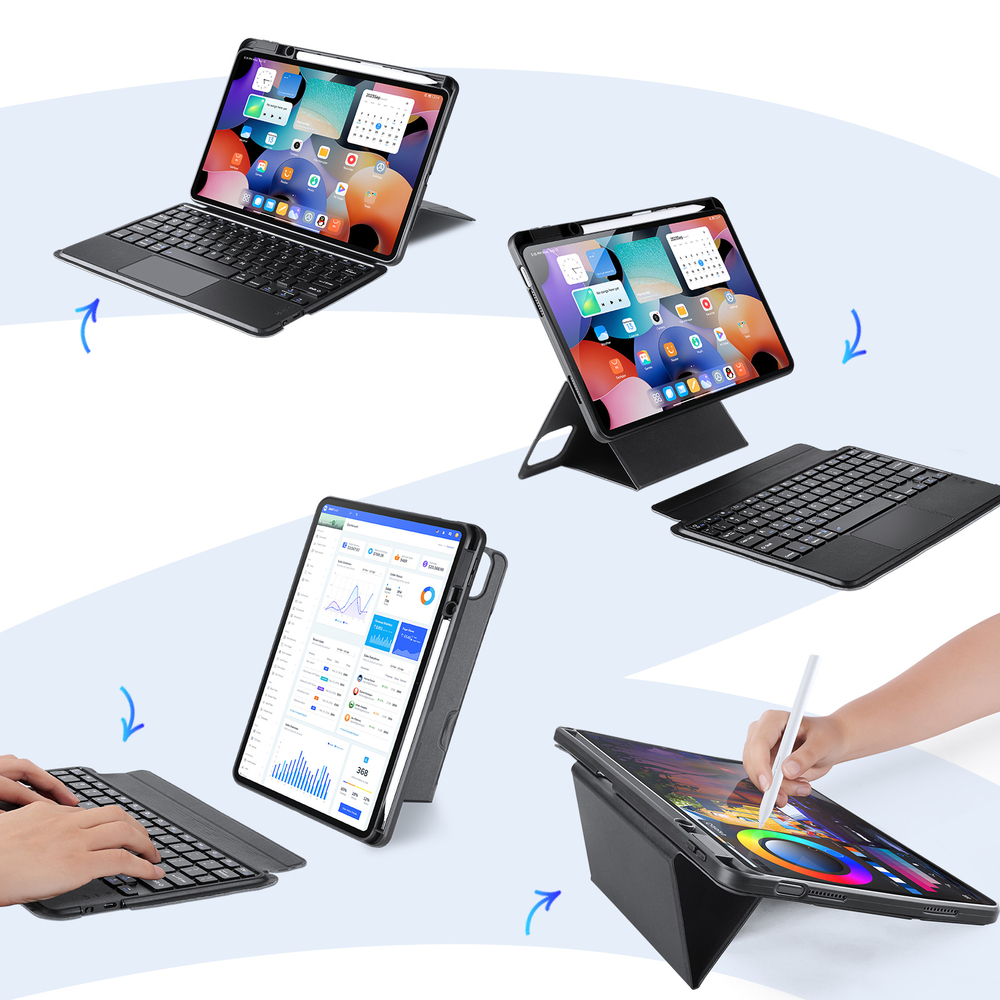 Защитный чехол подставка с клавиатурой (RUS) от Dux Ducis для Xiaomi Pad 6 и Pad 6 Pro, серия DK Series Keyboard, русская клавиатура с подсветкой