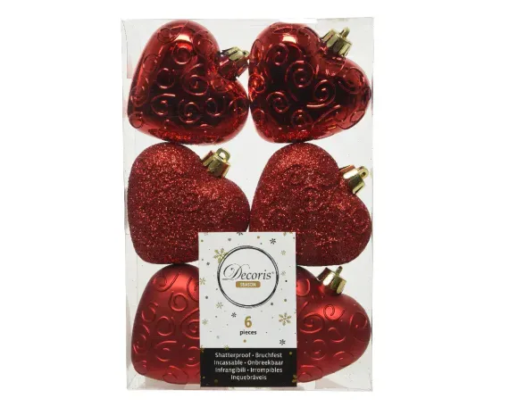 Набор игрушек Сердце любви 6 шт., красный, Kaemingk (028014)