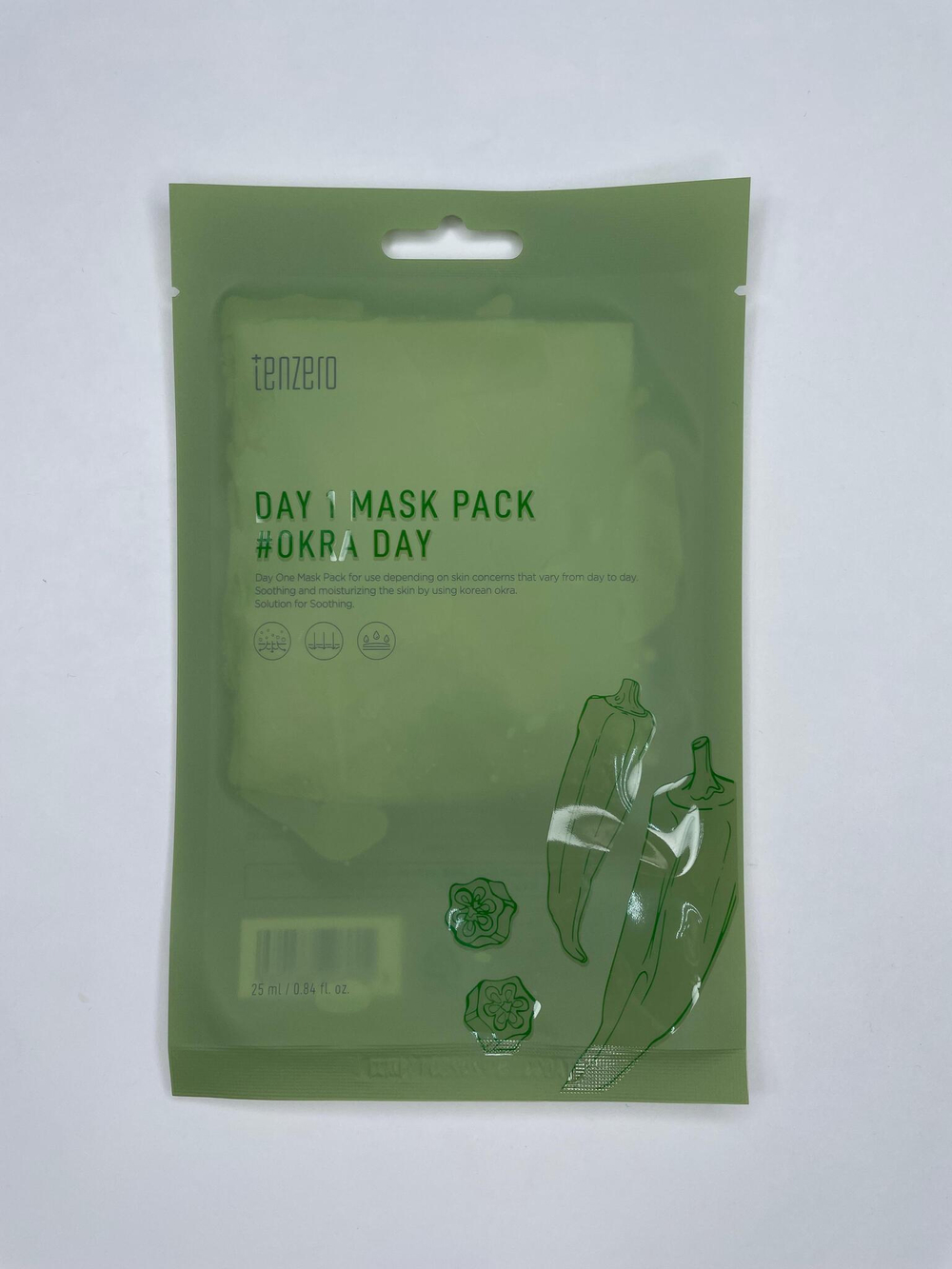 TENZERO DAY 1 MASK PACK #OKRA DAY Тканевая маска для лица с экстрактом  окры 25мл