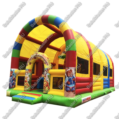 Надувной батут "Маша и медведь" с крышей 12*6*6 м