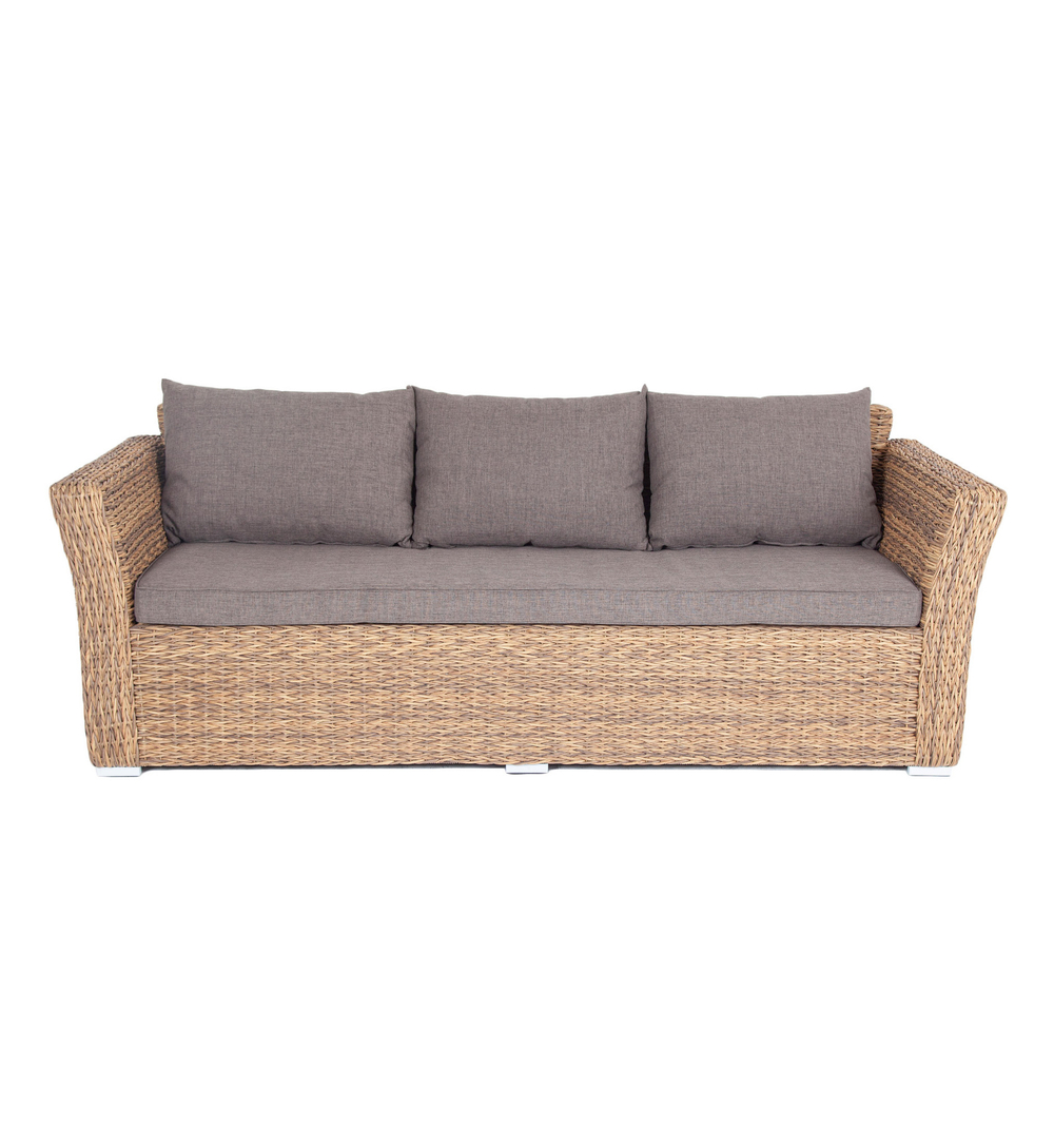 "Капучино" диван из искусственного ротанга (гиацинт) трехместный, цвет соломенный