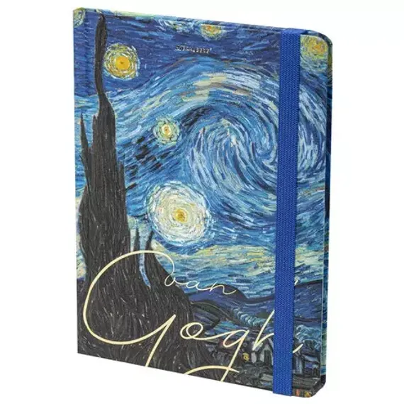 Gündəlik/Ajanda/Ежедневник/Diary Блокнот с резинкой в клетку 96л, А5  Van Gogh