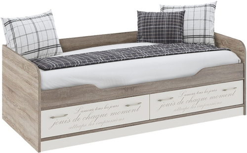 Брауни ТД-313.12.01 Кровать (Фон бежевый с рисунком/Дуб Сонома трюфель) ТриЯ