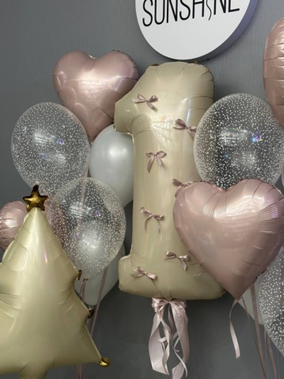 Набор шаров на годик с елочкой