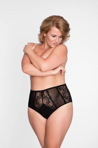 Женские трусики-слип с высокой линией талии (Размер: XXXL) (Цвет: черный)