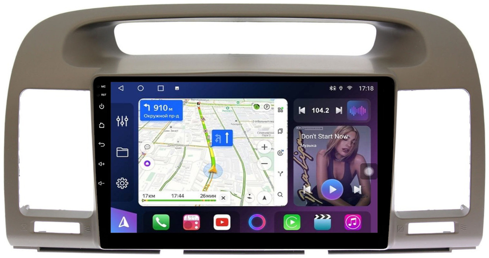 Магнитола Toyota Camry 30 2001-2006 (рамка оливковая) - FarCar BM9-8200L на Android 13, QLED, TS10, 4Гб+32Гб, CarPlay, 4G SIM-слот