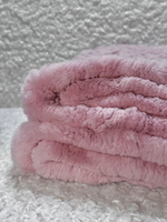 Вязаный детский плед из натурального меха рекс "Котик" 120х80 см (розовый)