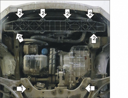 Усиленная защита Motodor картера двигателя, кпп. 2 мм, сталь. для Hyundai i40 2011-2018 арт.70902