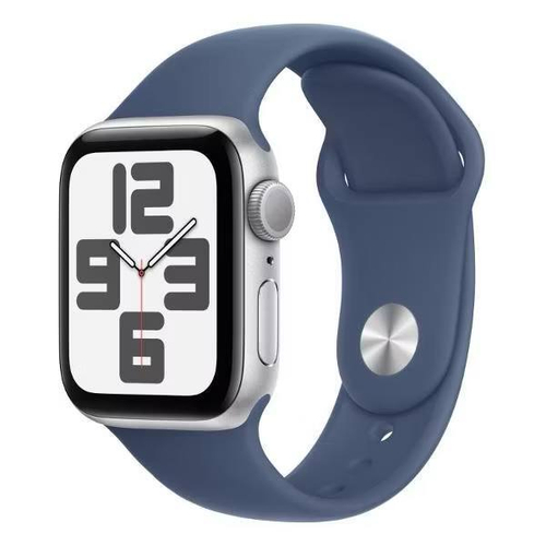 Apple Watch SE 2024 44mm Silver Aluminium Case with Storm Blue Sport Band S/M