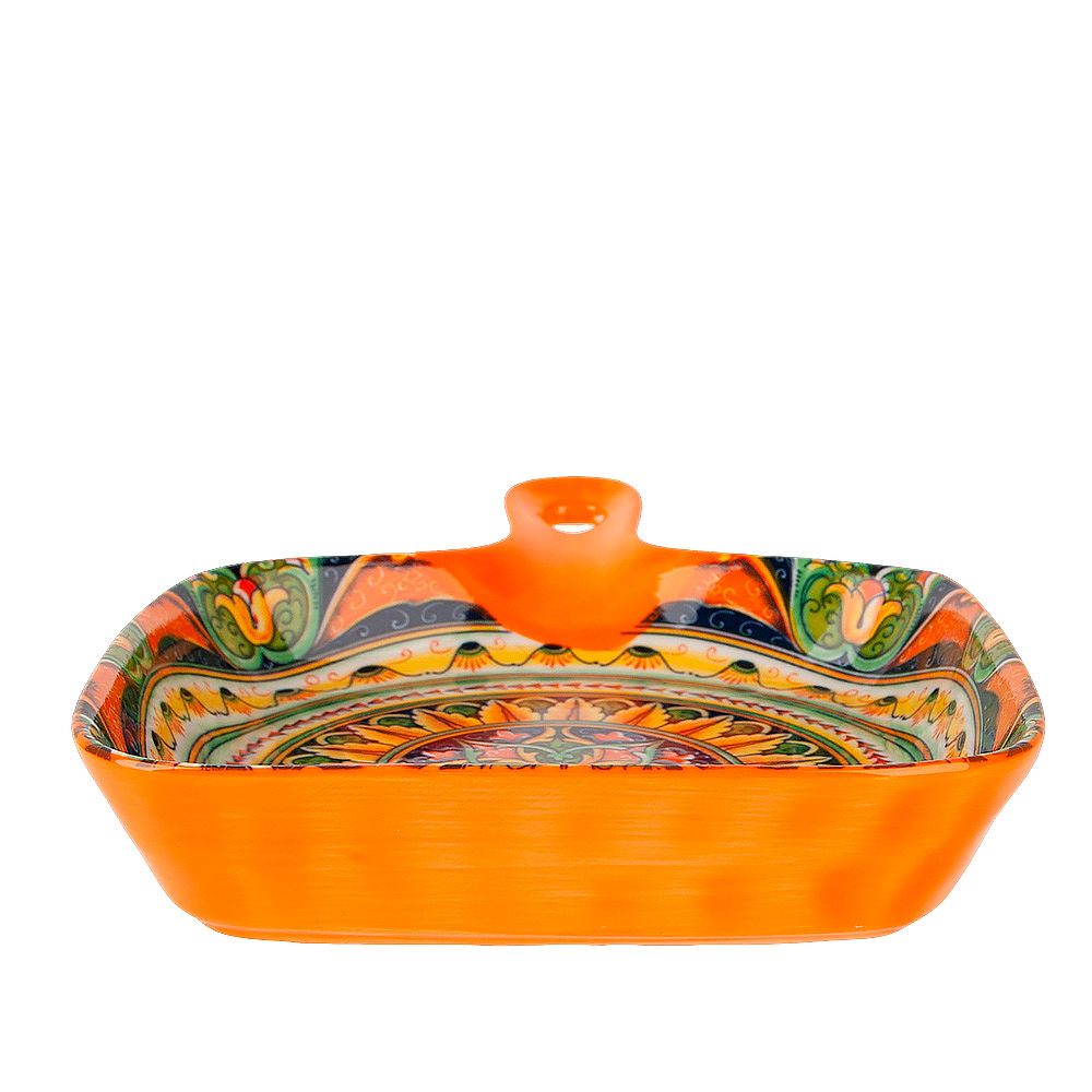 Блюдо с ручкой "Arabesque" (оранжевый) 23х14,5см (min9) (транспортная упаковка)