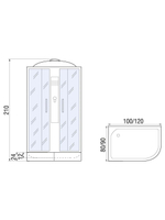 Душевая кабина RIVER  DESNA 120/90/24 MT L 120х90 см,  матовое стекло, поддон средний, зеркало, левосторонняя