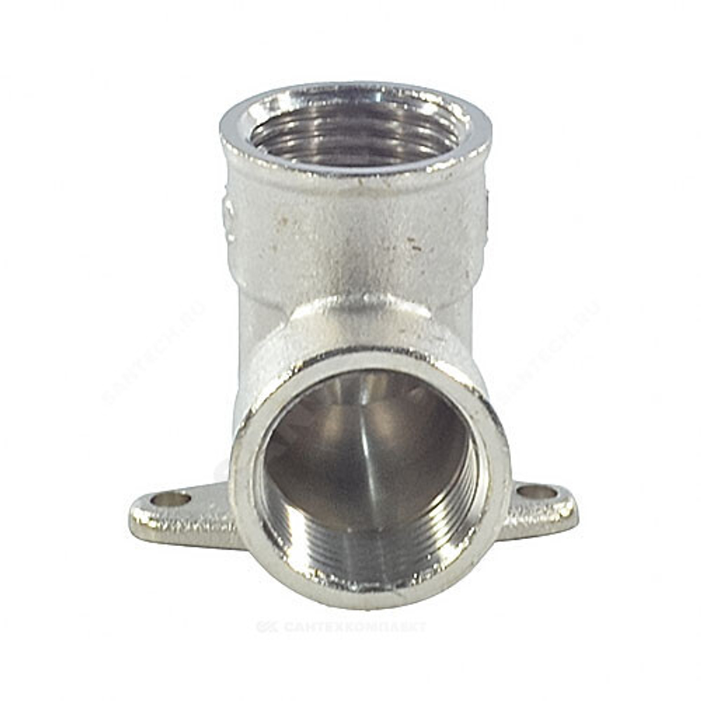 Угольник латунь никель установочный Ду 15 (1/2") 2 отверстия ВР/ВР SantechSystems