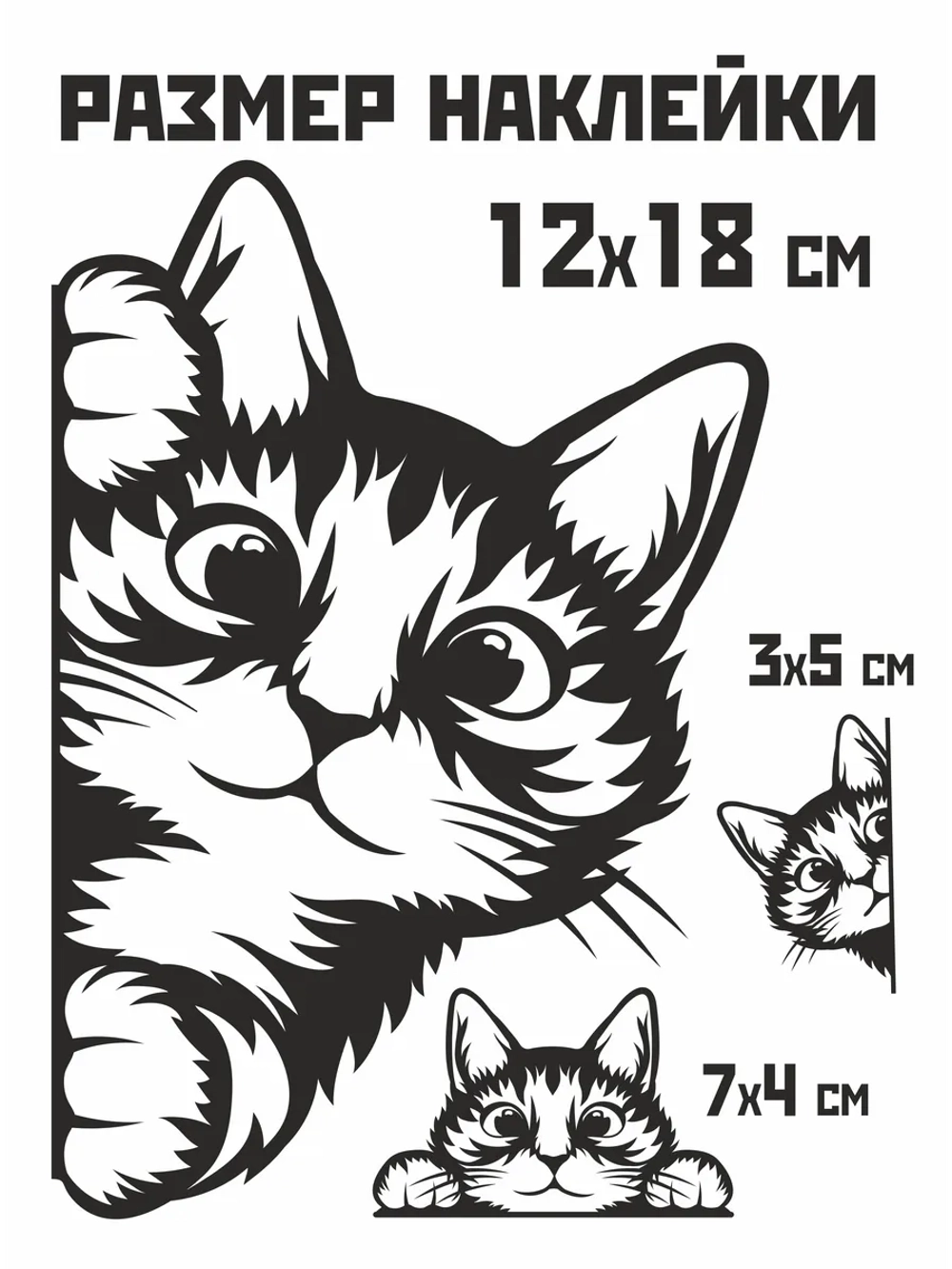 Наклейка на авто выглядывающий котик
